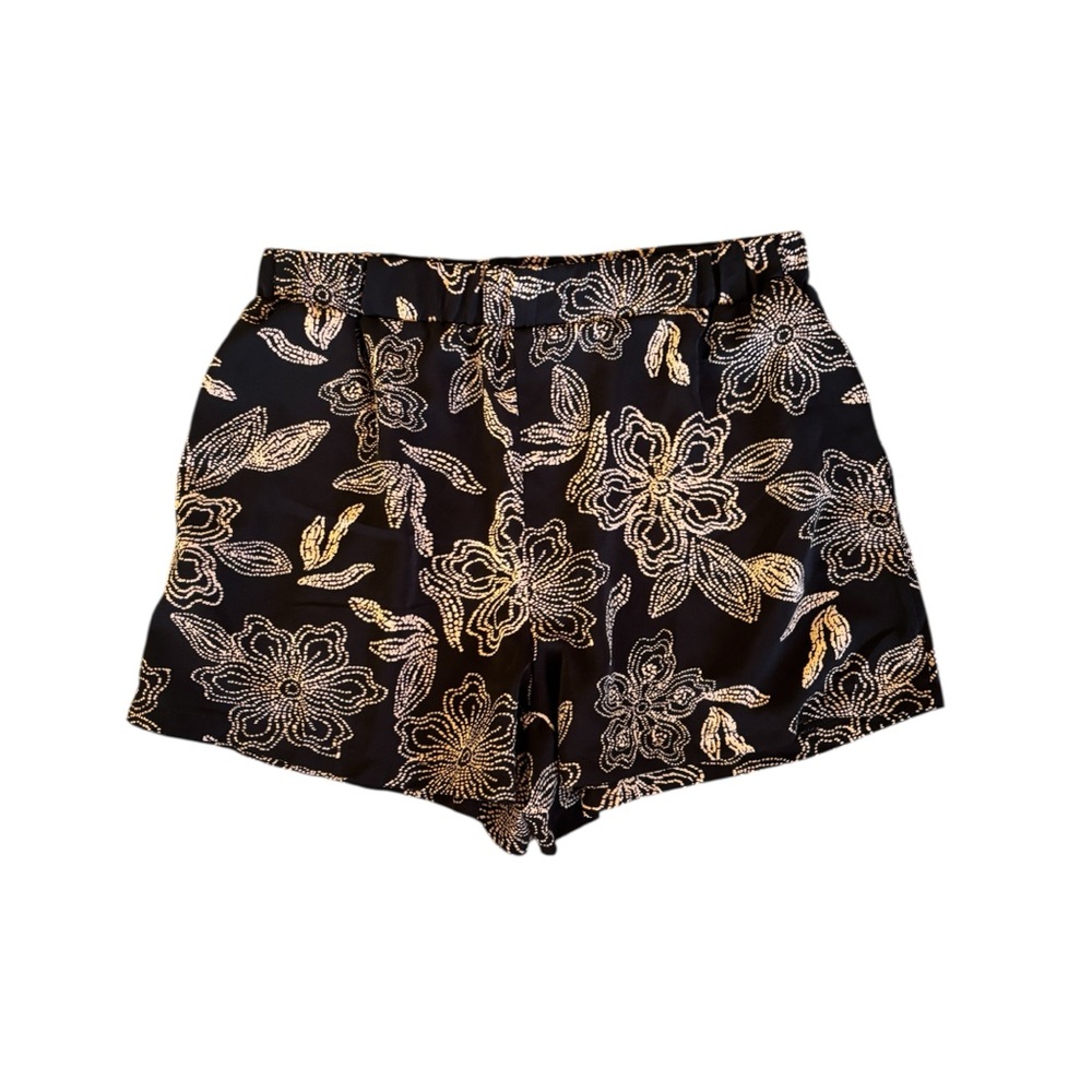 SHEIN Black and Gold Floral High Waist Shorts